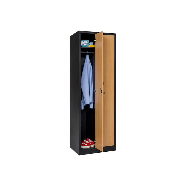 Garderobenschrank 180x60x50 cm – 30 cm Abteile, ganze Türen, Schwarz Buche