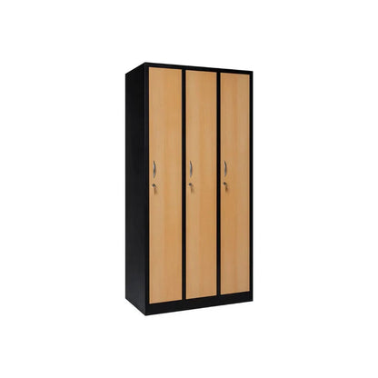 Garderobenschrank 180x90x50 cm – 30 cm Abteile, Schwarz-Buche RAL 9005