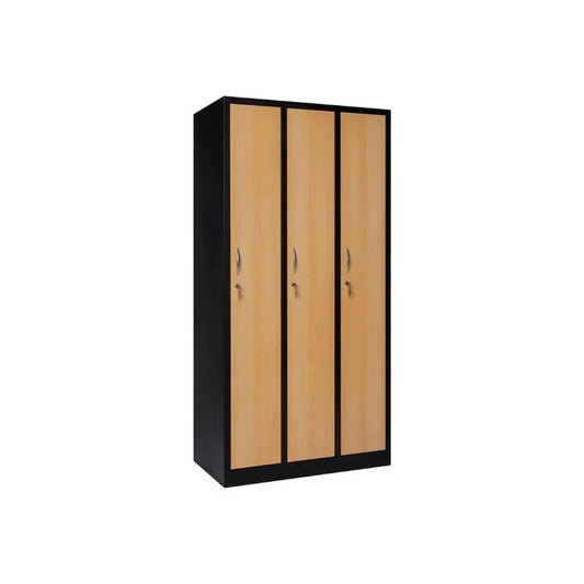 Garderobenschrank 180x90x50 cm – 30 cm Abteile, Schwarz-Buche RAL 9005