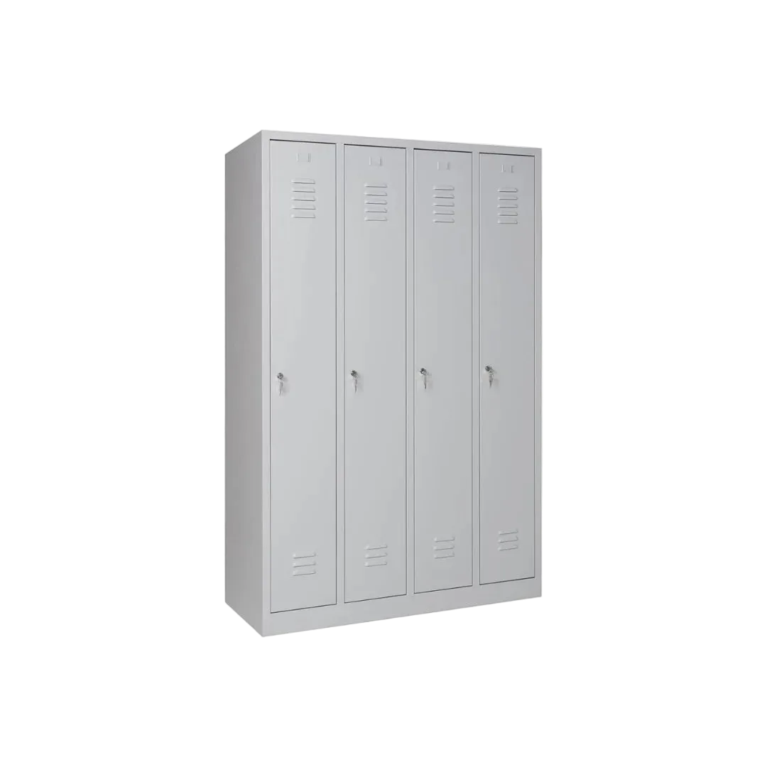 Garderobenschrank 180x120x50 cm – 30 cm Abteile, Stahl, Grau