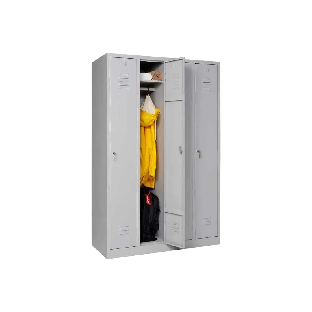 Garderobenschrank 180x120x50 cm – 30 cm Abteile, Stahl, Grau