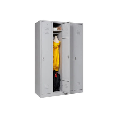 Garderobenschrank 180x120x50 cm – 30 cm Abteile, Ganze Türen, Grau RAL 7035