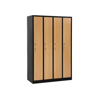 Garderobenschrank 180x120x50 cm – 30 cm Abteile, Ganze Türen, Schwarz Buche