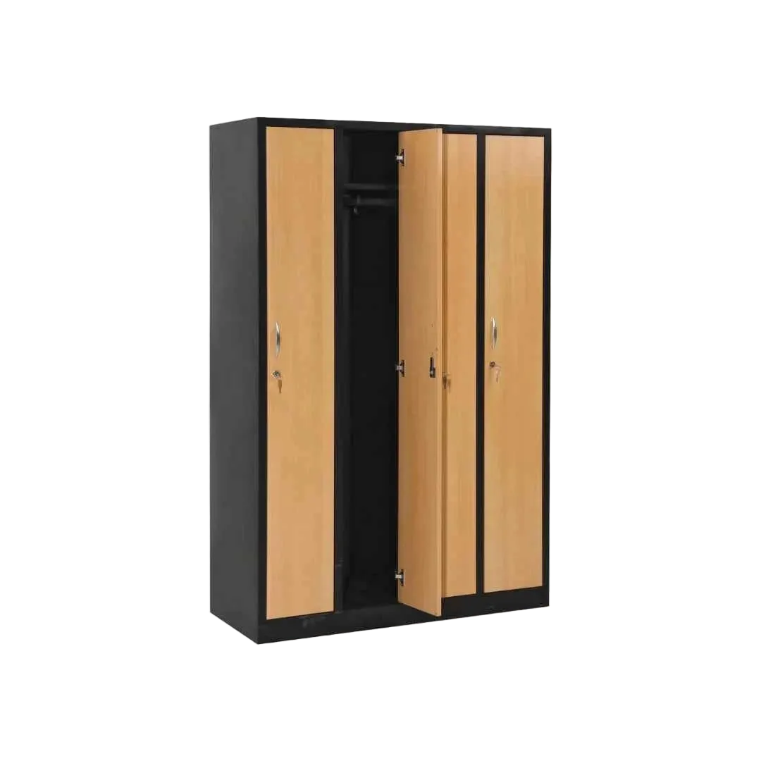 Garderobenschrank 180x120x50 cm – 30 cm Abteile, Stahl, Schwarz