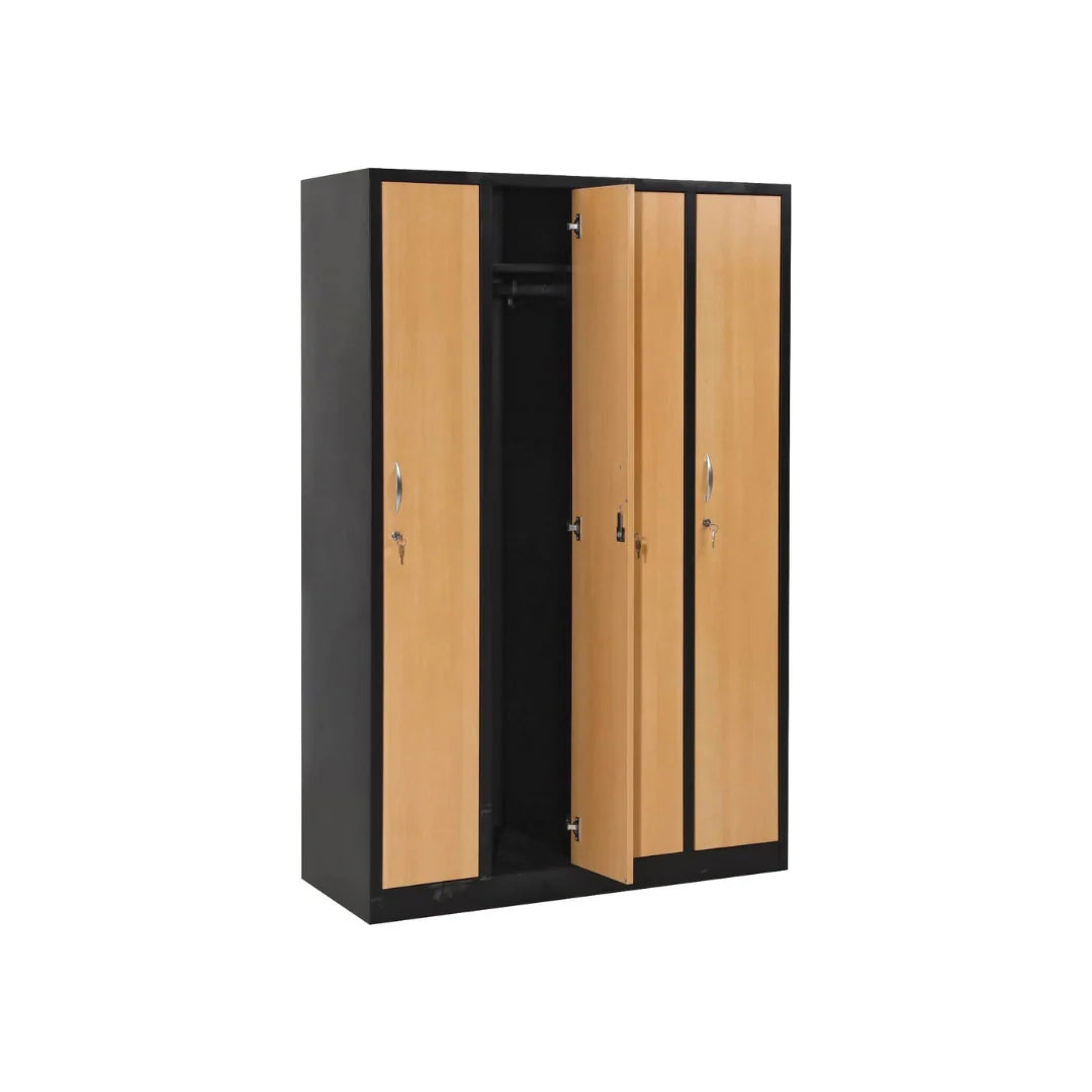 Garderobenschrank 180x120x50 cm – 30 cm Abteile, Ganze Türen, Schwarz Buche