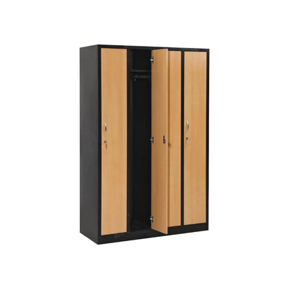 Garderobenschrank 180x120x50 cm – 30 cm Abteile, Ganze Türen, Schwarz Buche