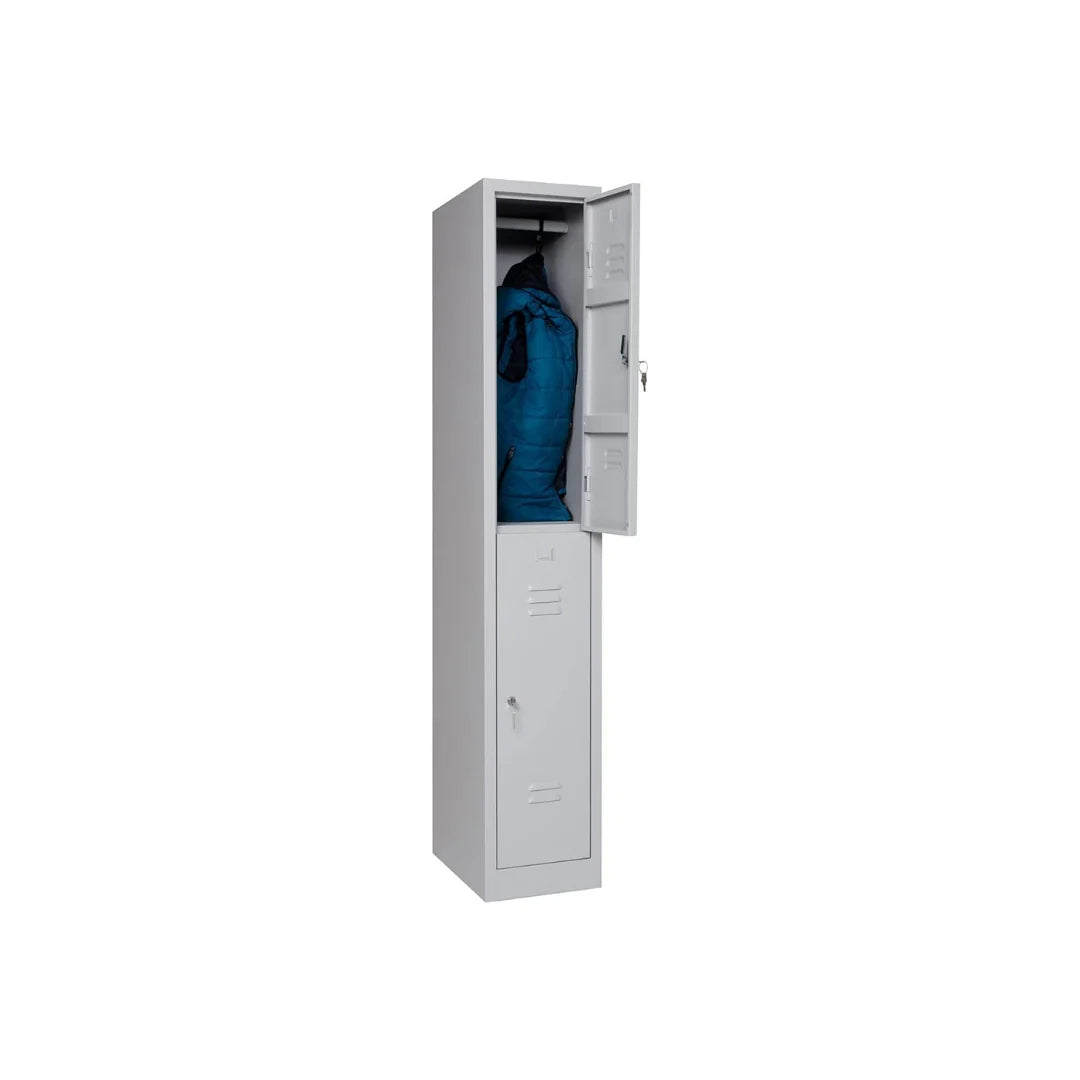 Garderobenschrank 180x30x50 cm – 30 cm Abteile, Halbe Türen, Grau