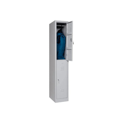 Garderobenschrank 180x30x50 cm – 30 cm Abteile, Halbe Türen, Grau