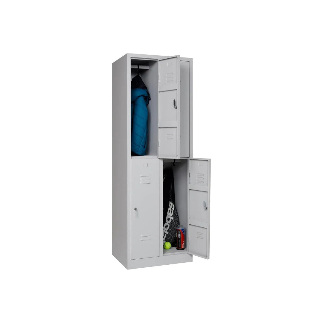 Garderobenschrank 180x60x50 cm, halbe Türen – Grau RAL 7035