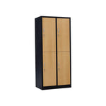 Garderobenschrank 180x80x50 cm, halbe Türen, Schwarz-Buche – RAL 9005