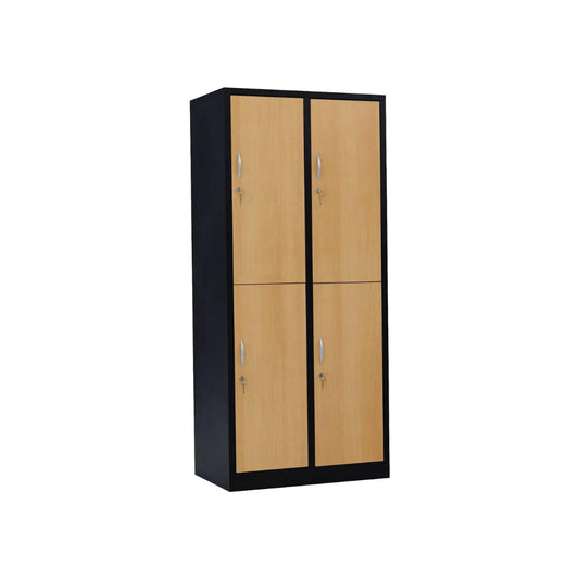 Garderobenschrank 180x80x50 cm, halbe Türen, Schwarz-Buche – RAL 9005
