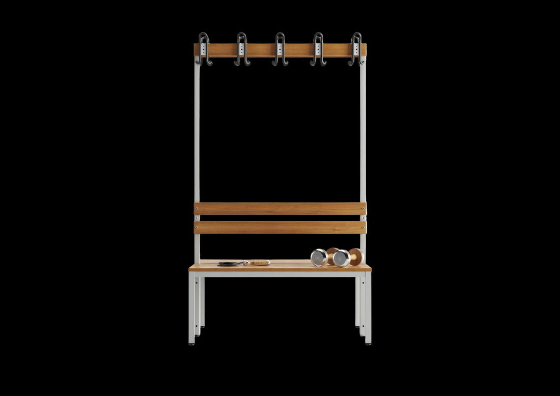 Umkleidesitzbank 2-seitig Grau 100 cm Doppelseitig