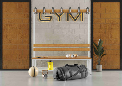 Umkleidebank Sitzbank Garderobenbank Sportraum Bank Echtholz für Fitnessstudio (2-seitig) doppelseitig mit Garderobenhaken und Schuhrost
