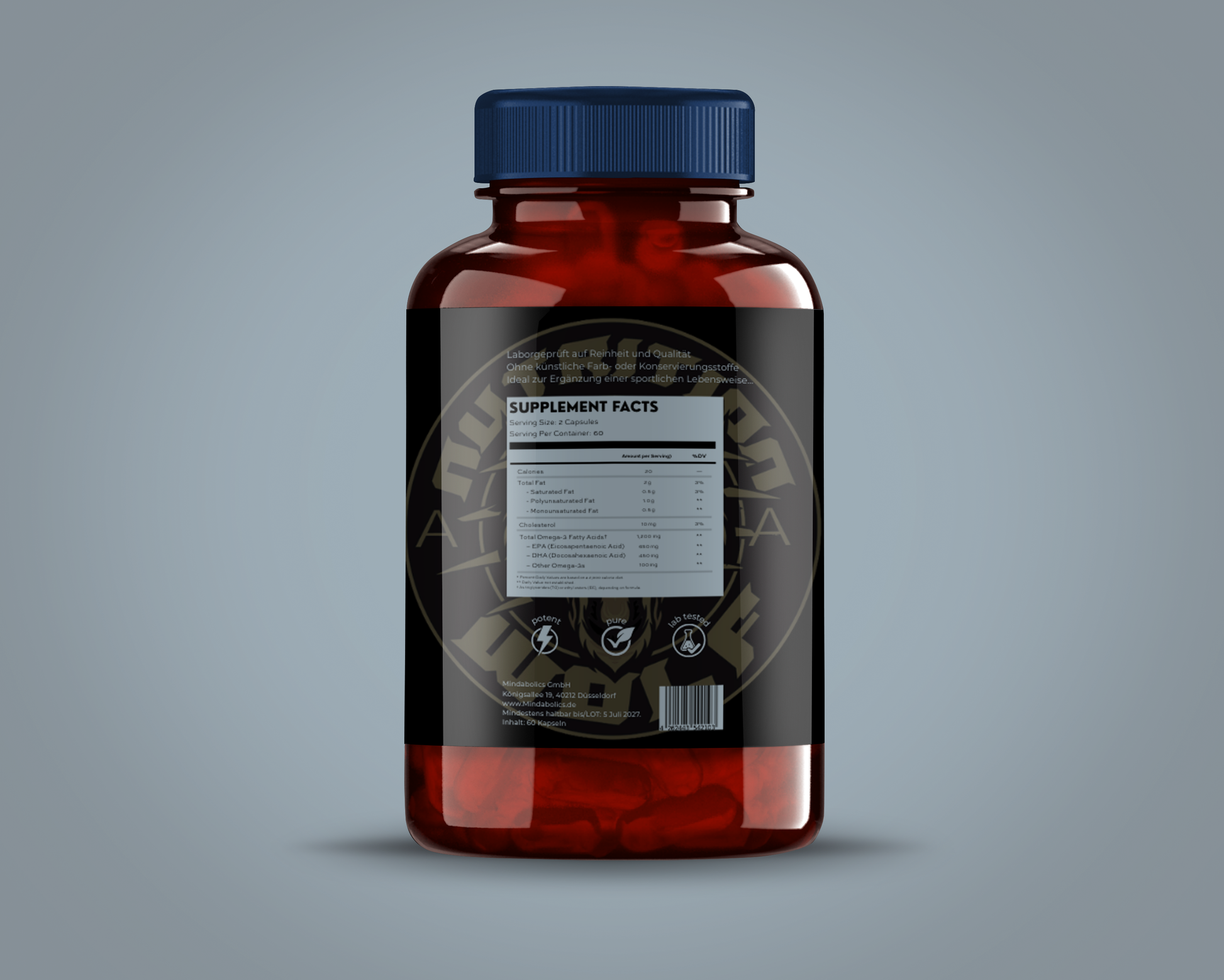 Omega 3 Kapseln – Hochwertiges Fischöl mit EPA, DHA & Vitamin E für Herz & Gehirn - 60 Kapseln