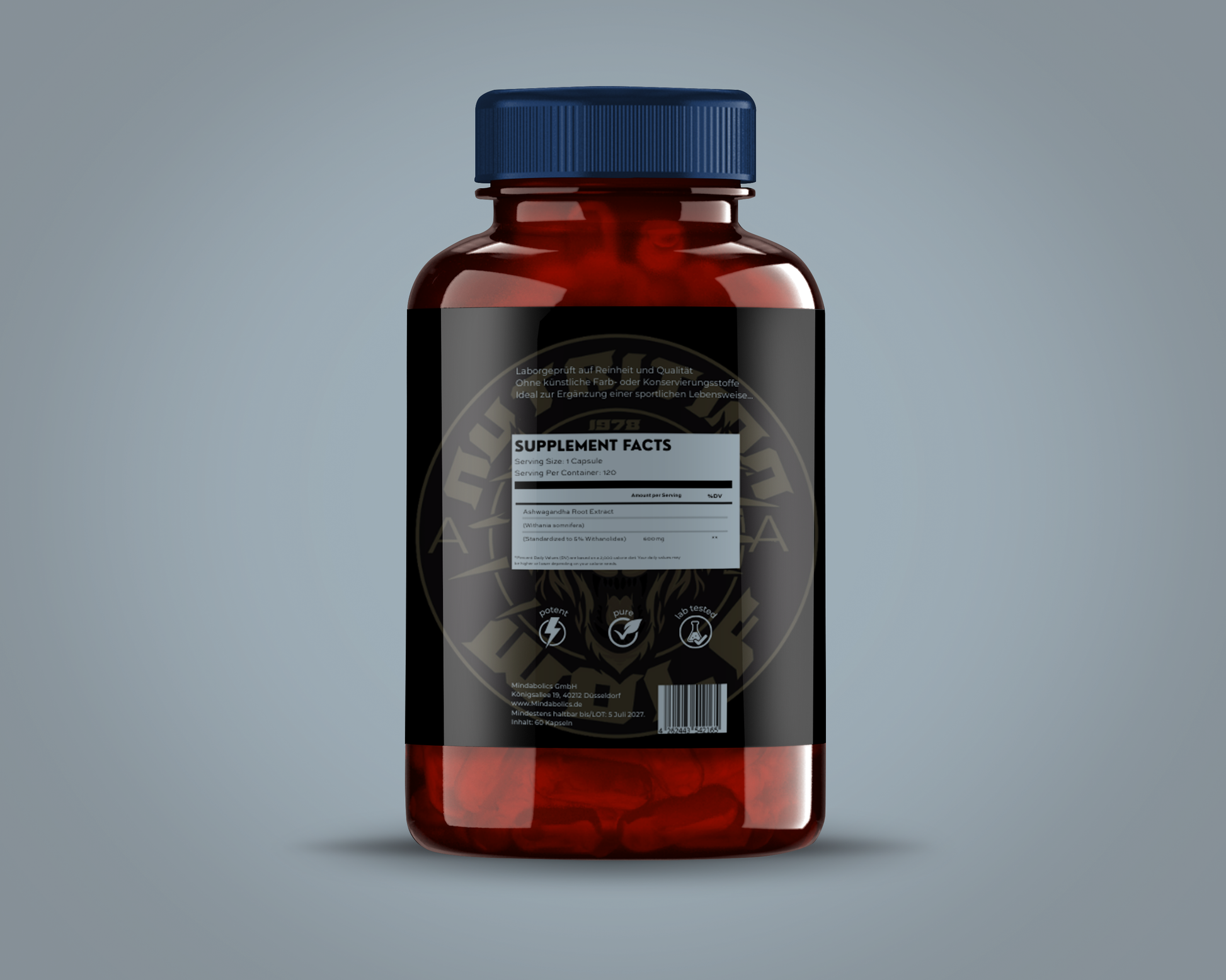 Ashwagandha Kapseln – Stressresistenz & natürliche Balance mit Withanoliden - 60 Kapseln