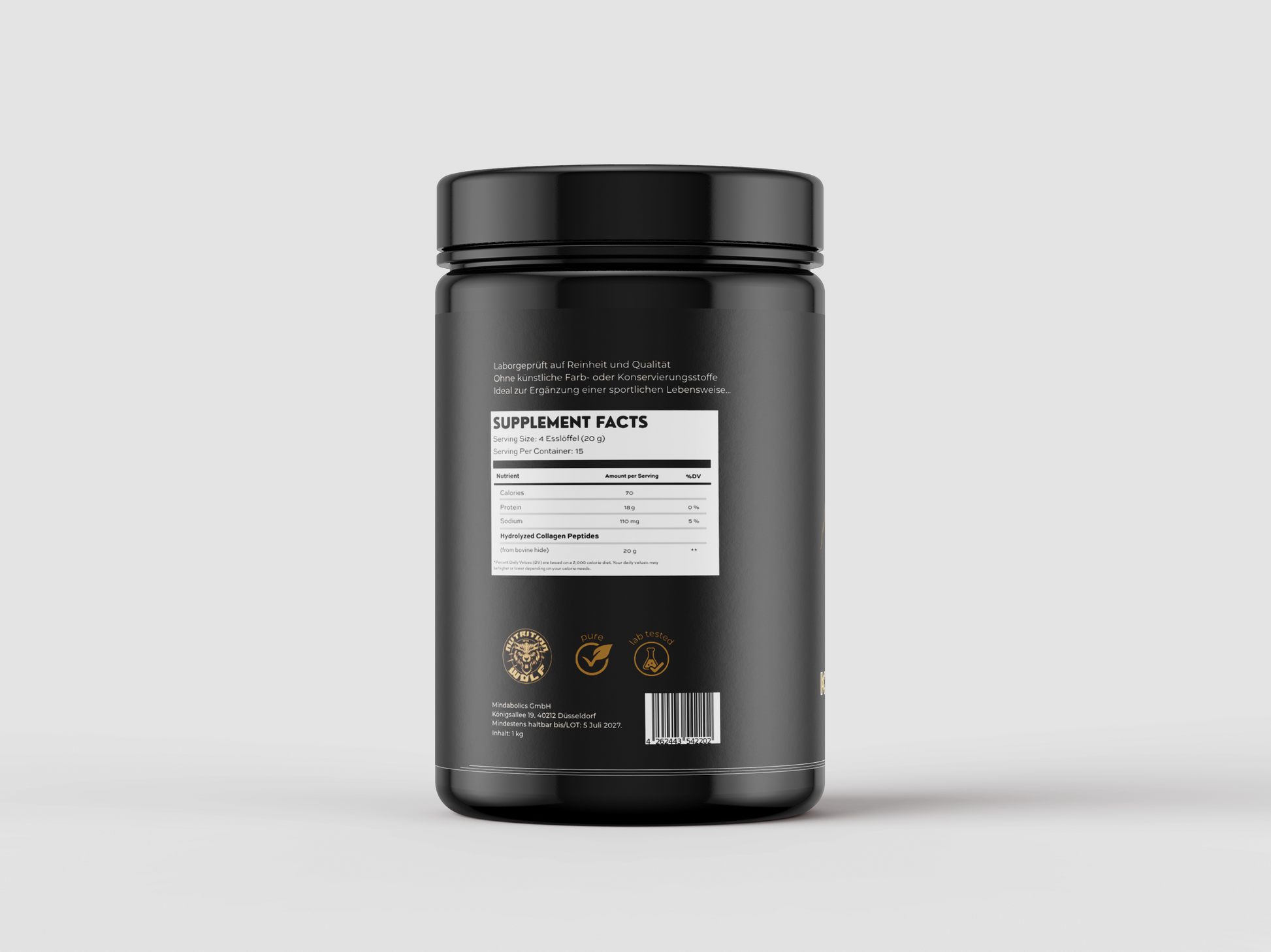 Kollagen Peptide Pulver – Hochdosiert mit Vitamin C & Zink für Haut & Gelenke 300g