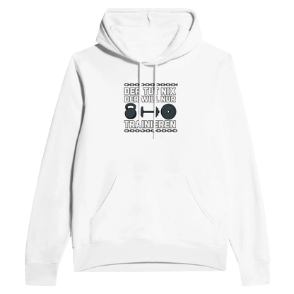 Der tut nix, der will nur trainieren – Warmer Fitness Hoodie für Gym & Training XL Weiß