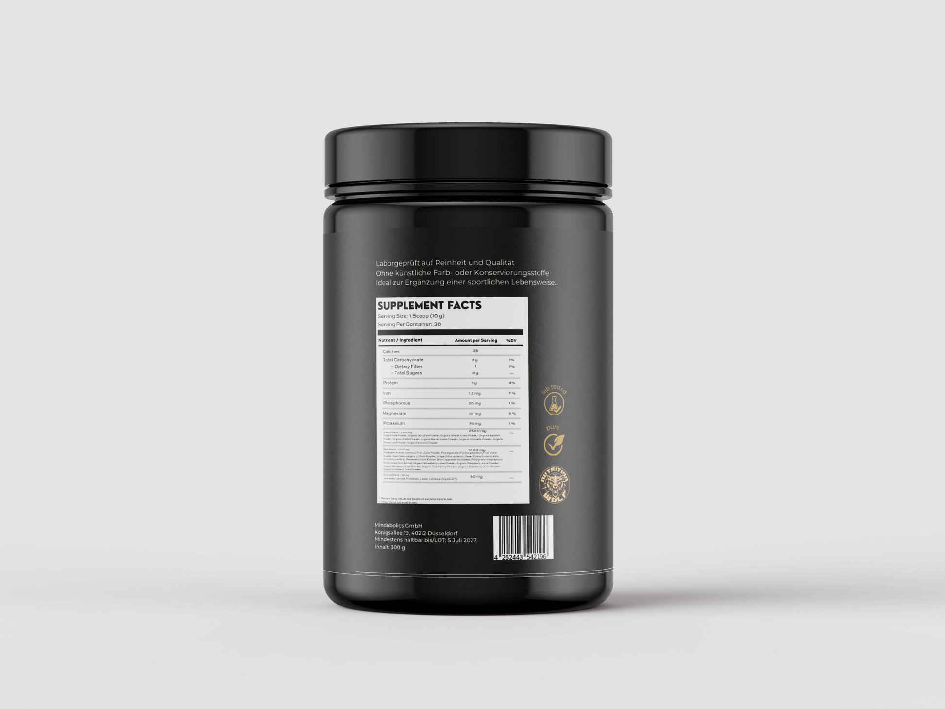 Greens Pulver – Superfood-Mix mit Spirulina, Ashwagandha & Antioxidantien 300g