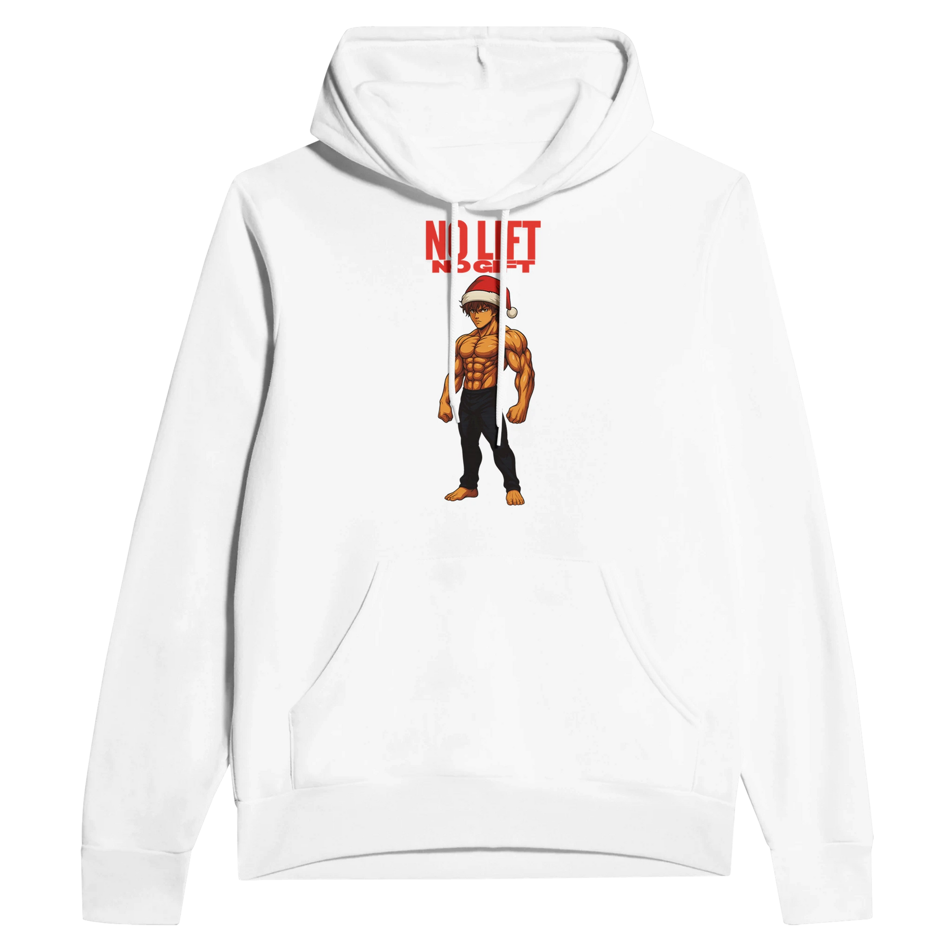NO LIFT NO GIFT Christmas Anime Hoodie XL Weiß