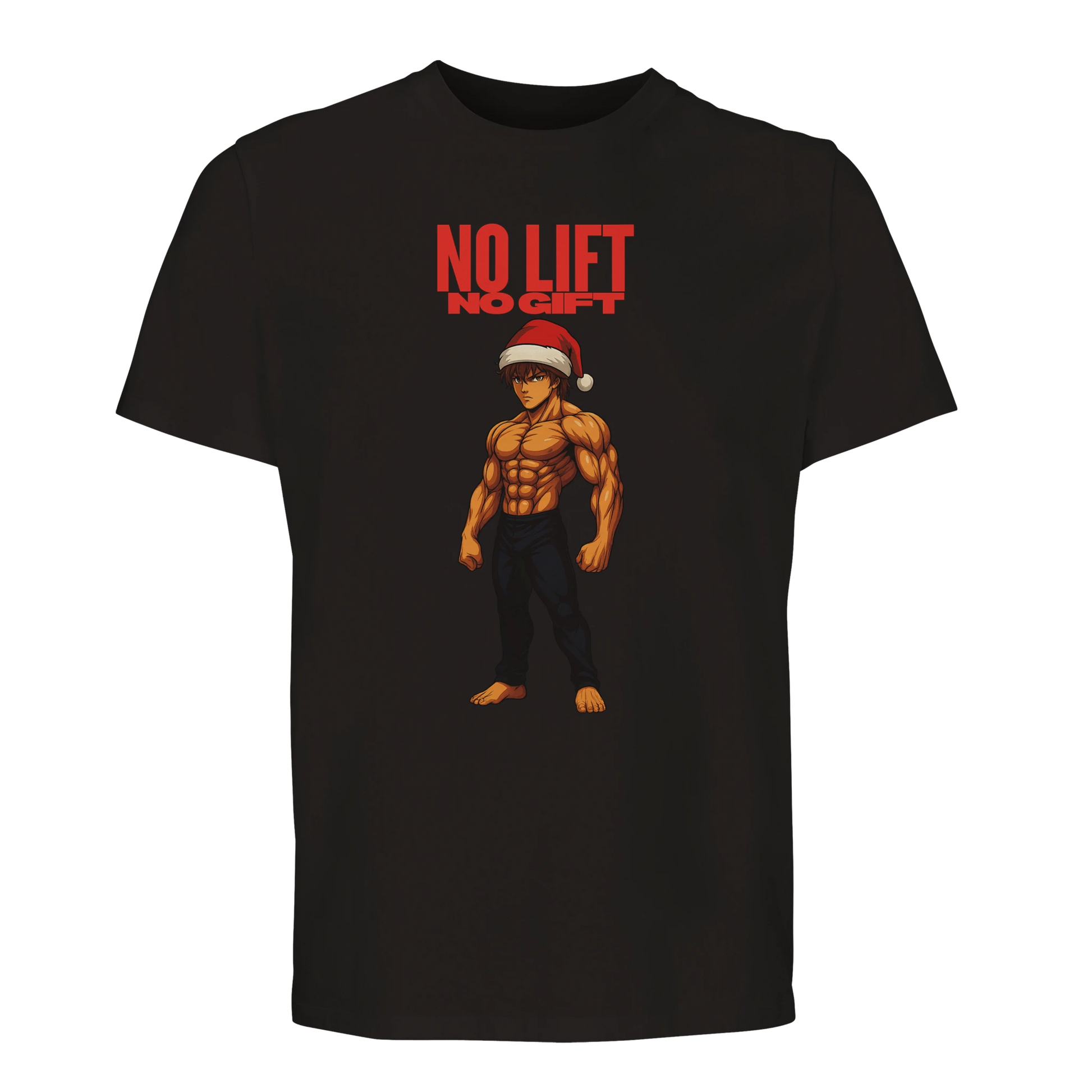 NO LIFT NO GIFT Christmas Anime Shirt Deep Black