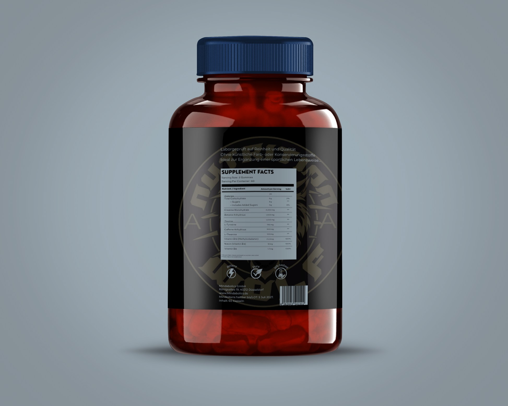 Pre-Workout – Energie & Fokus mit Kreatin, Koffein & Beta-Alanin 60 Gummies