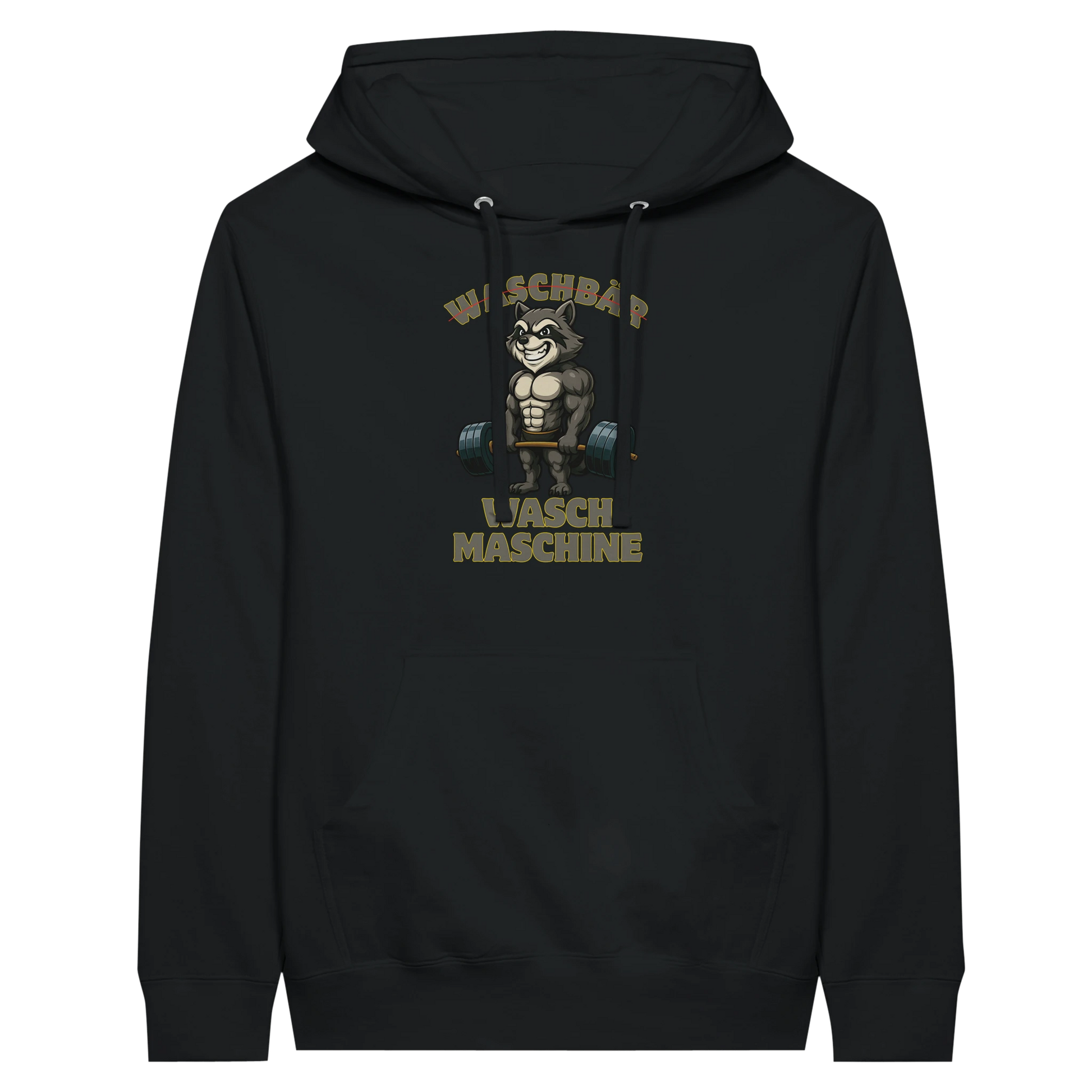 Waschmaschinen-Waschbär Damen Hoodie Schwarz
