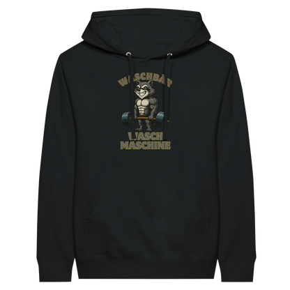 Waschmaschinen-Waschbär Damen Hoodie Schwarz