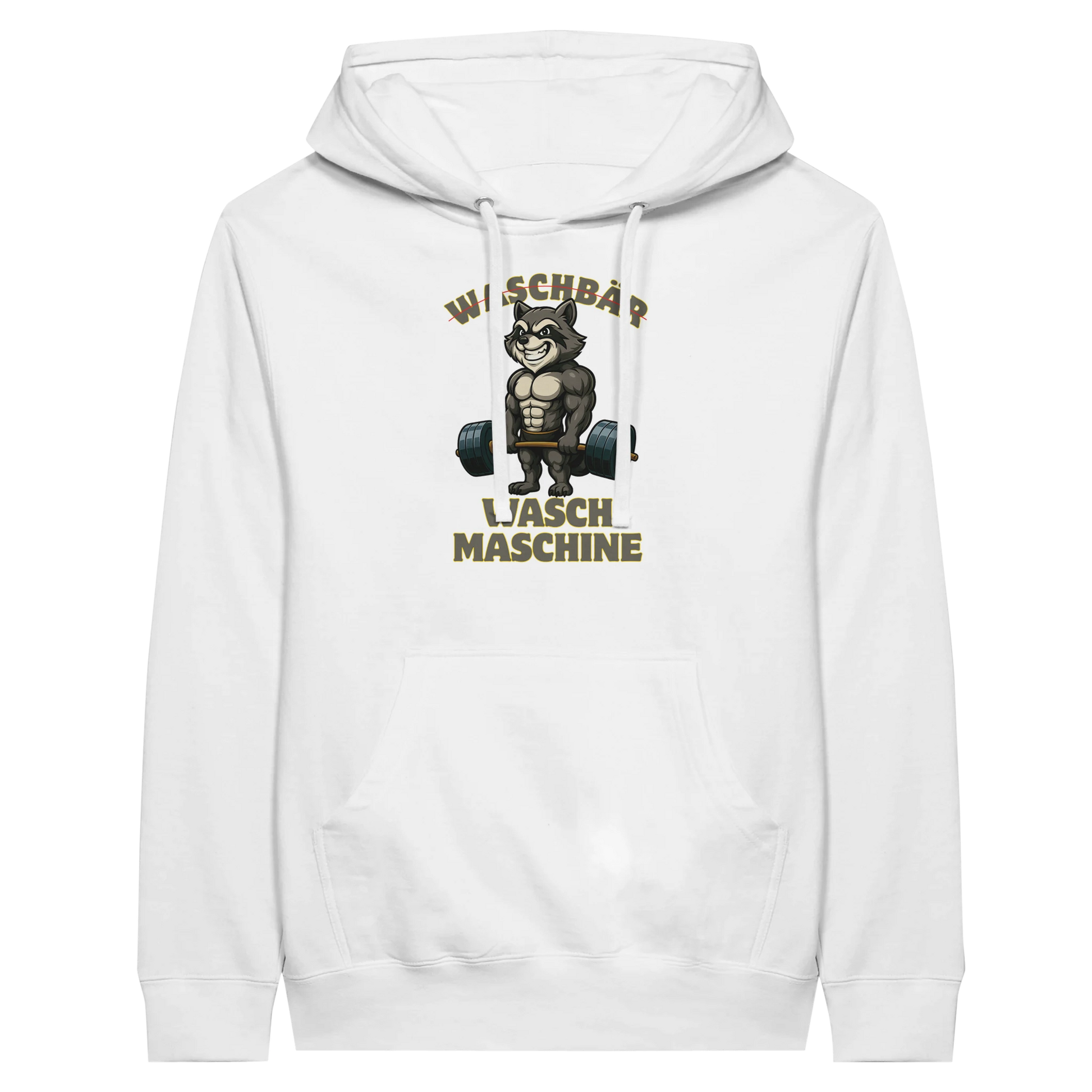 Waschmaschinen-Waschbär Damen Hoodie Weiß
