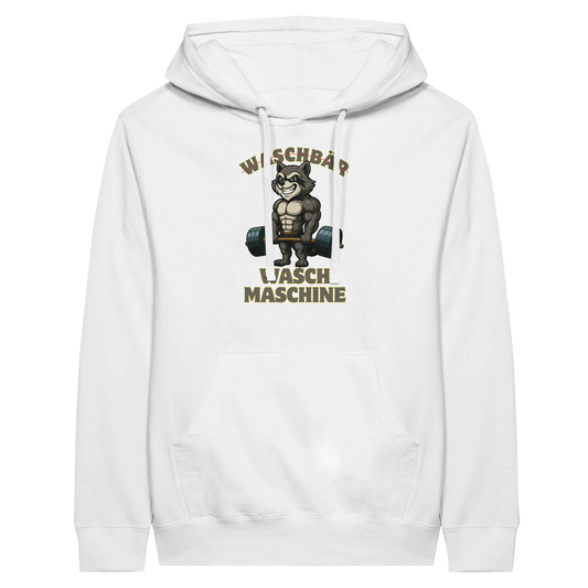Waschmaschinen-Waschbär Damen Hoodie Weiß