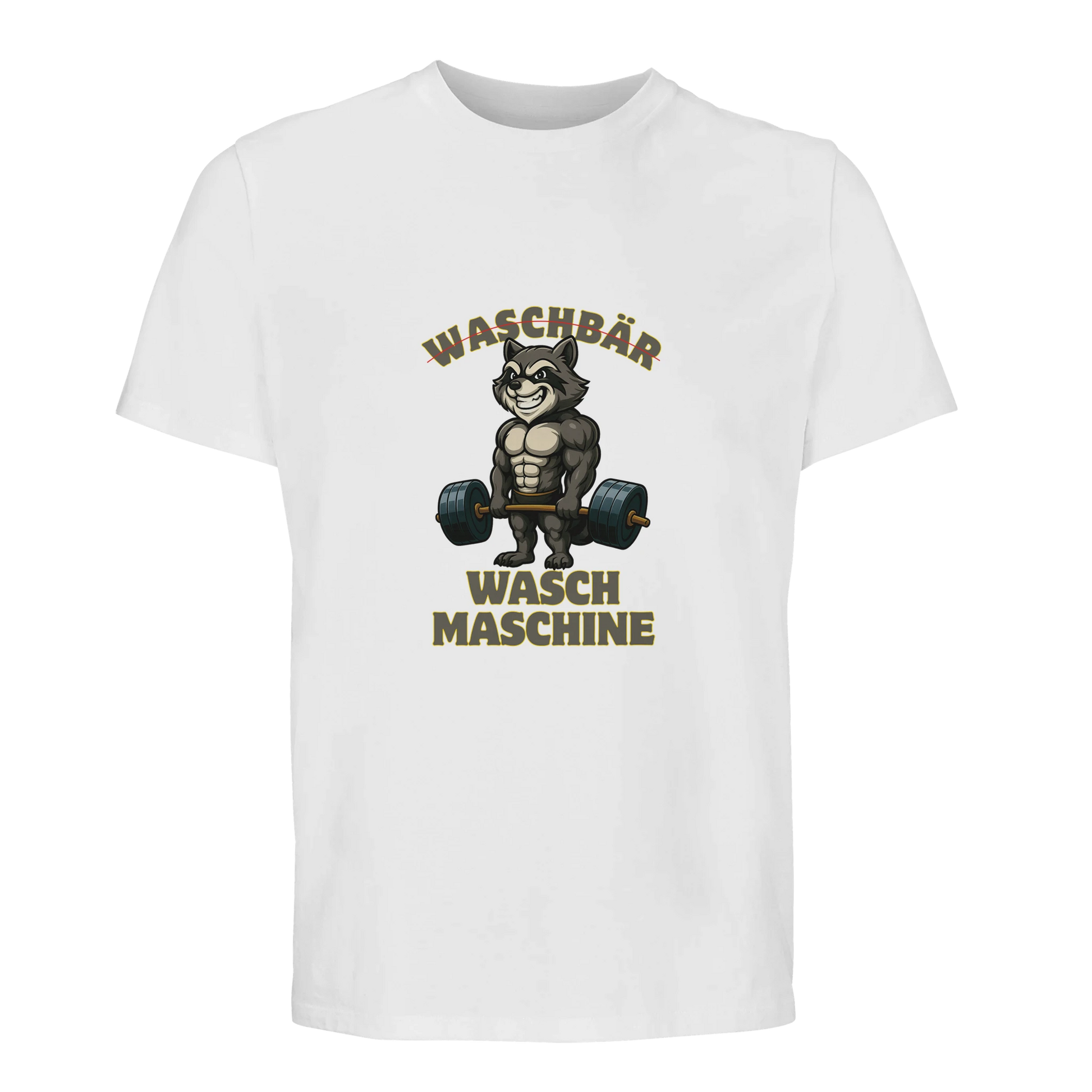 Waschmaschinen-Waschbär Herren T-Shirt Weiß
