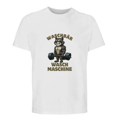 Waschmaschinen-Waschbär Herren T-Shirt Weiß
