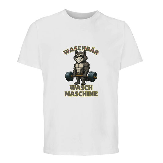 Waschmaschinen-Waschbär Herren T-Shirt Weiß