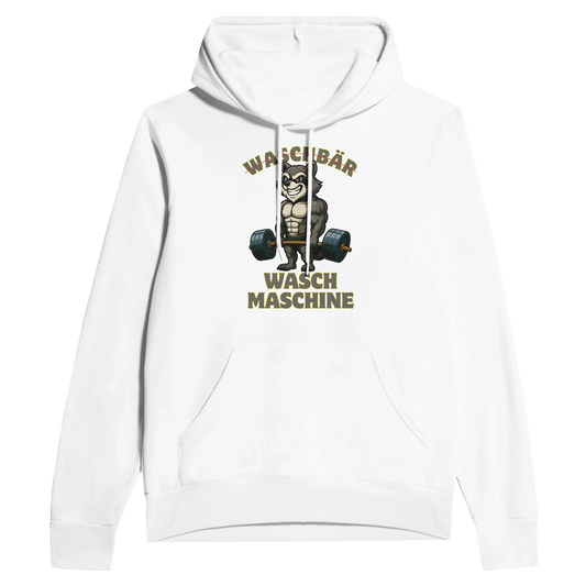 Waschmaschinen-Waschbär Hoodie für Herren Weiß